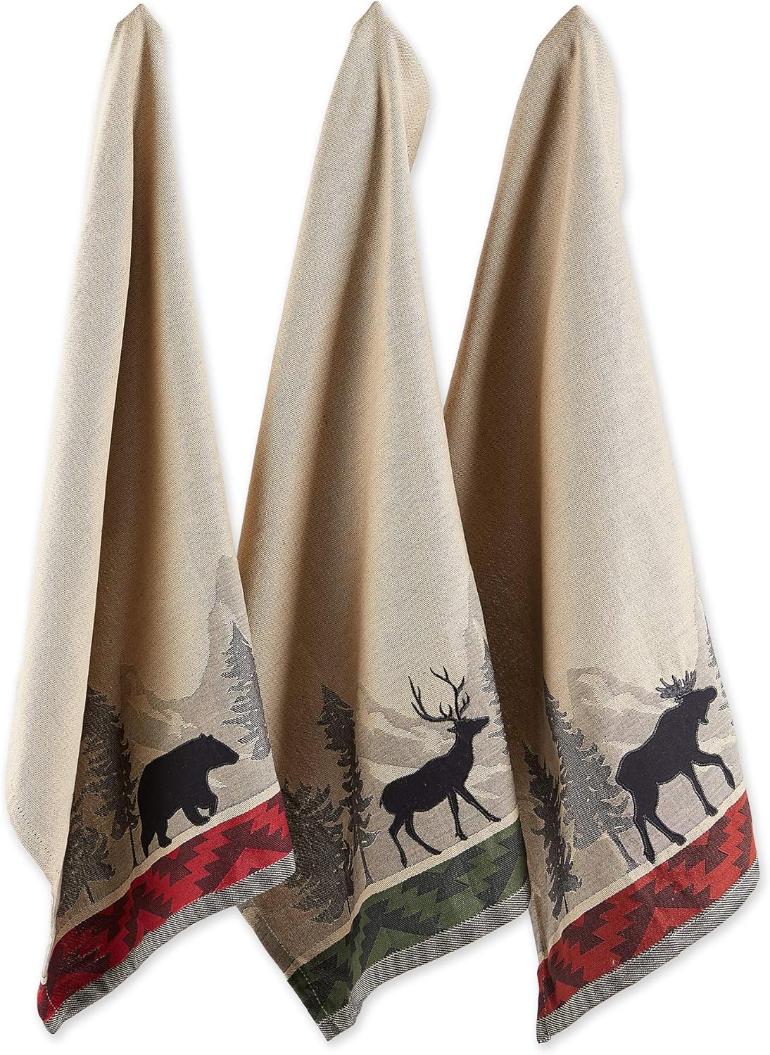 Woodlands Dishtowel Set - 3 Piece, 18x28, Rustic Kitchen Towels for Home