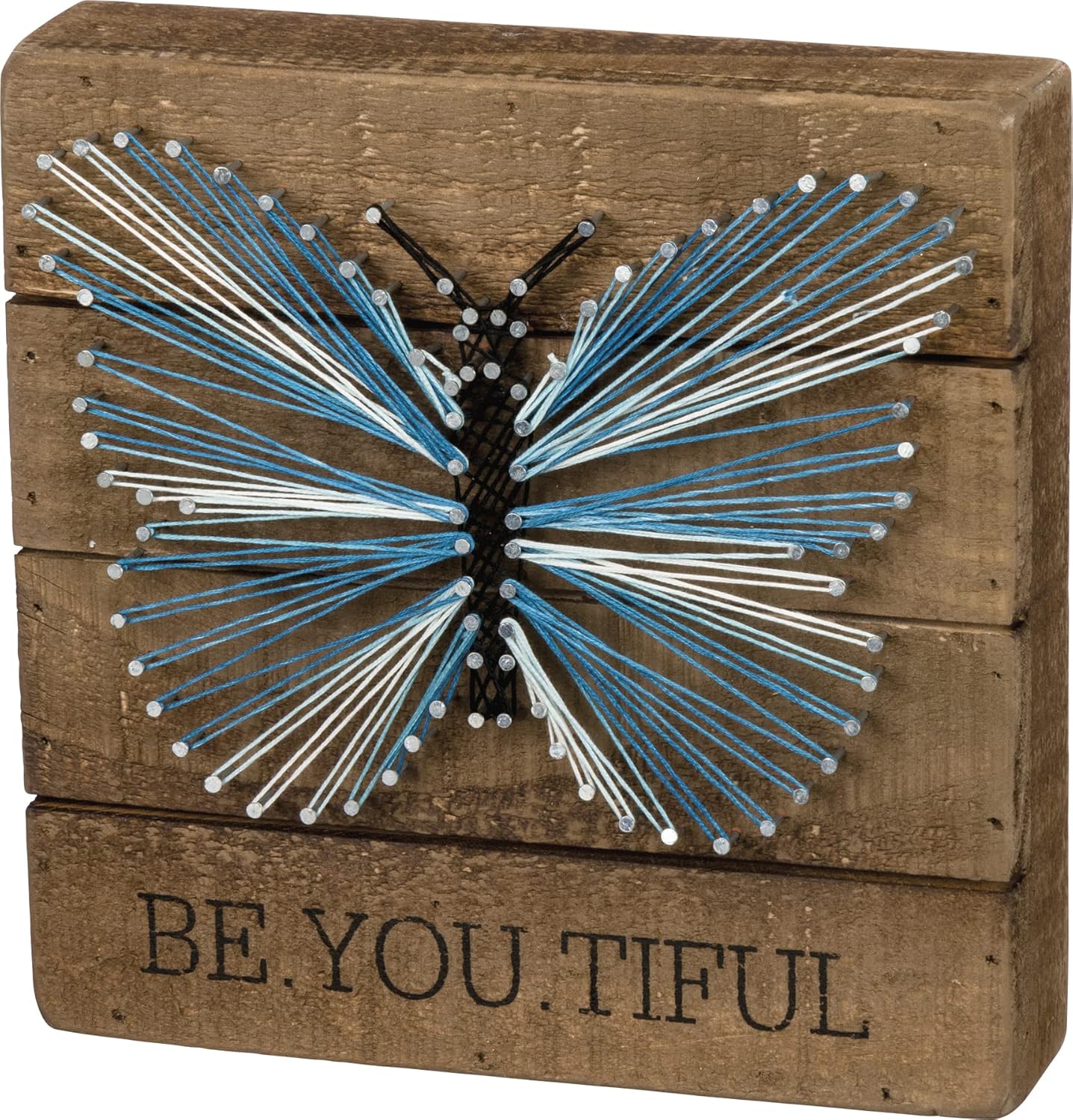 Family Tied Together Distressed Wood Sign - Hand-Strung Heart Wall Art & Desk Decor