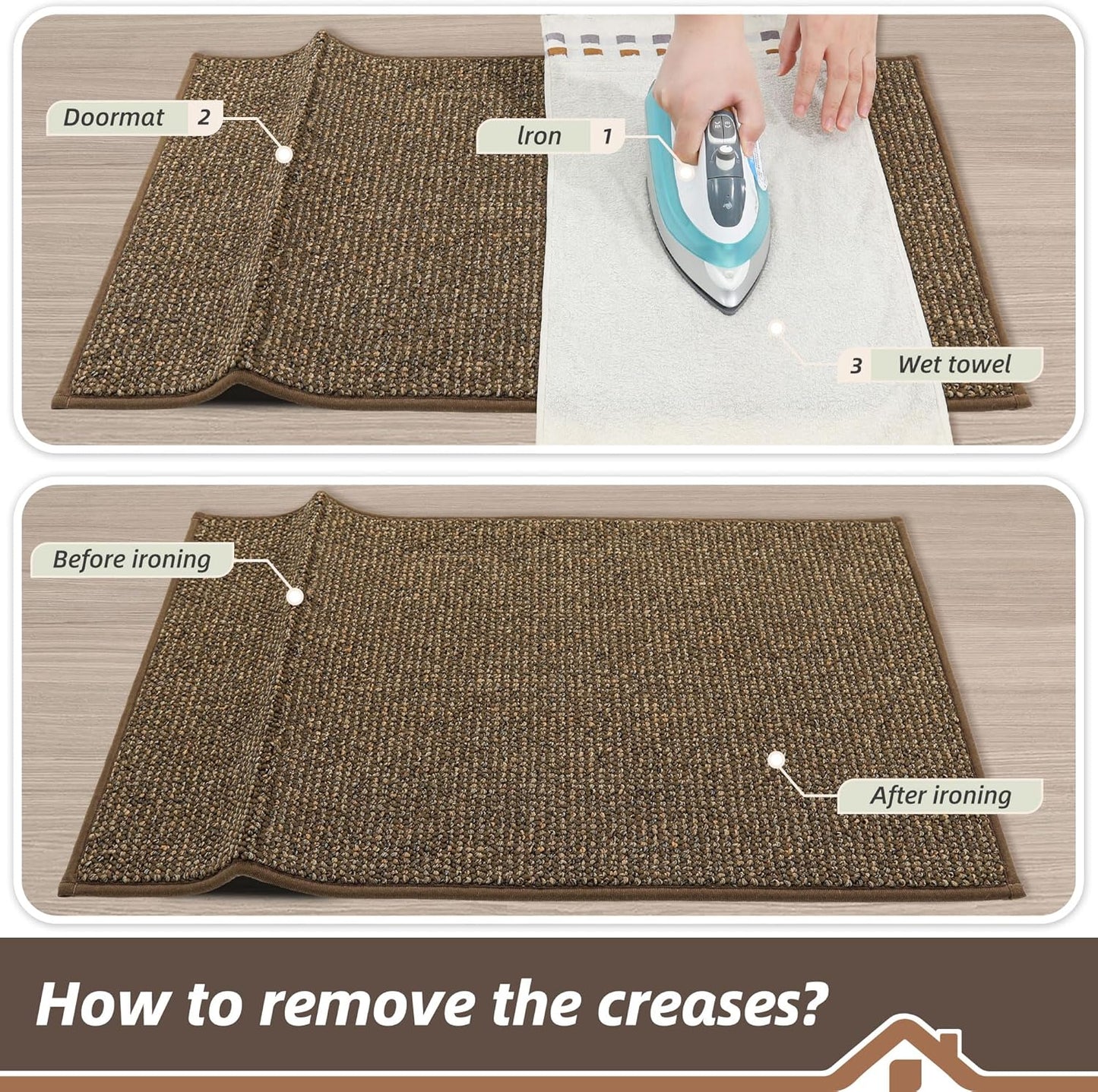 BEQHAUSE Dirt Trapper Door Mat - Non-Slip, Washable, Absorbent Entrance Mat | 24" x 60", Brown