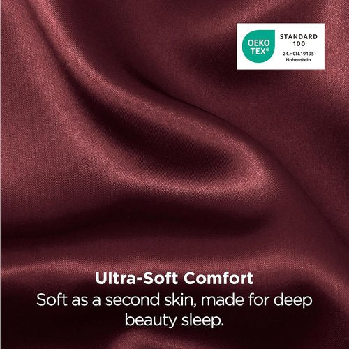 Bedsure King Size Satin Pillowcase Set - Luxurious Burgundy Pillowcases for Hair & Skin, 20x36 Inches, 2-Pack