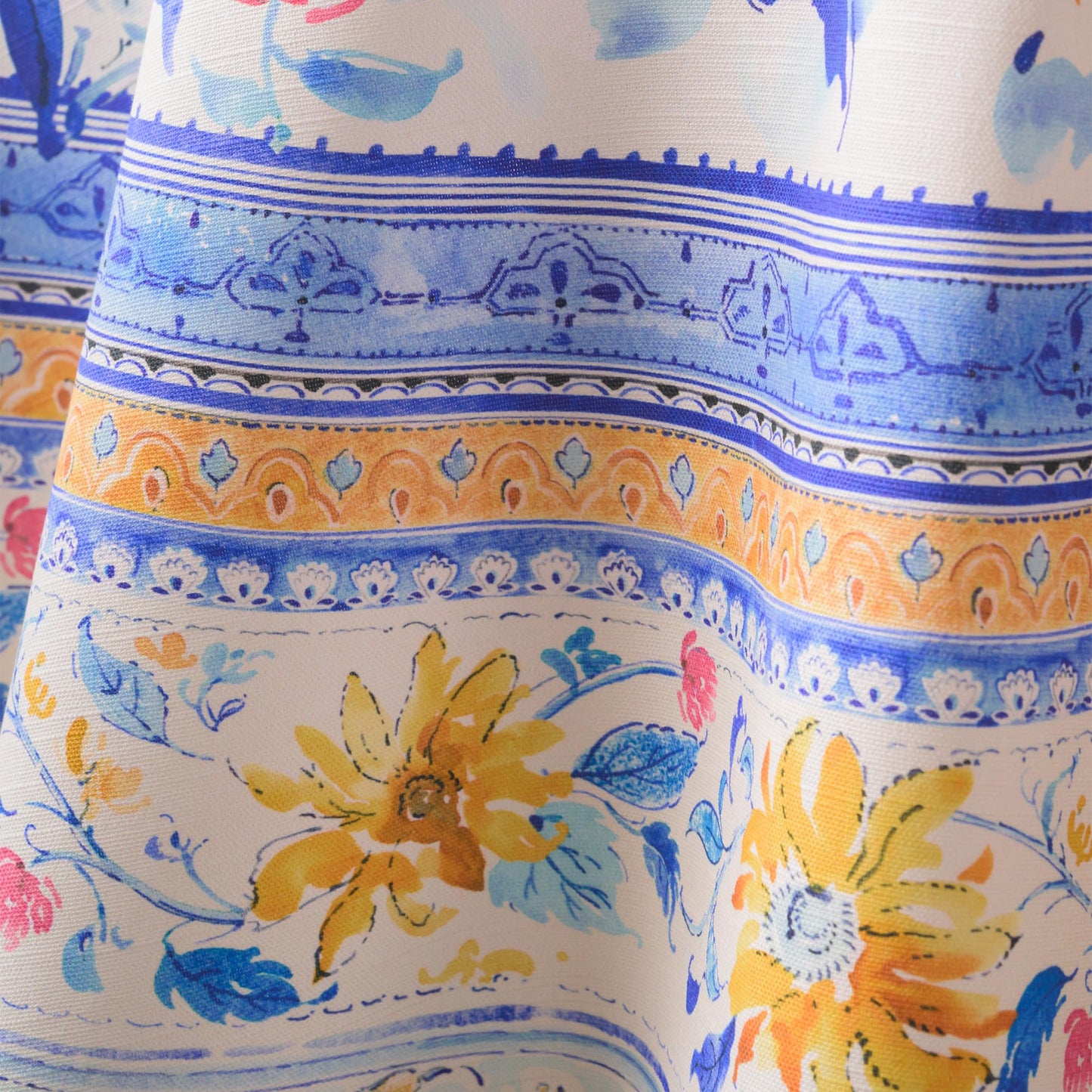 Maison d' Hermine Table Cloth Round Table 100% Cotton 63 Round Inches Tablecloth Reusable Decorative for Dining Kitchen Room Farmhouse Home Gifts for Mothers Day Spring Summer - Girassol