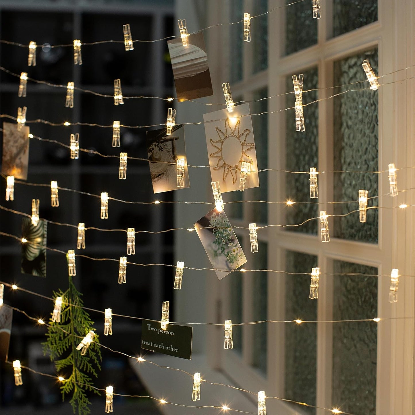 LUSHARBOR Fairy String Lights - 33FT Battery Operated Photo Clips for Room Decor | Clear Clips