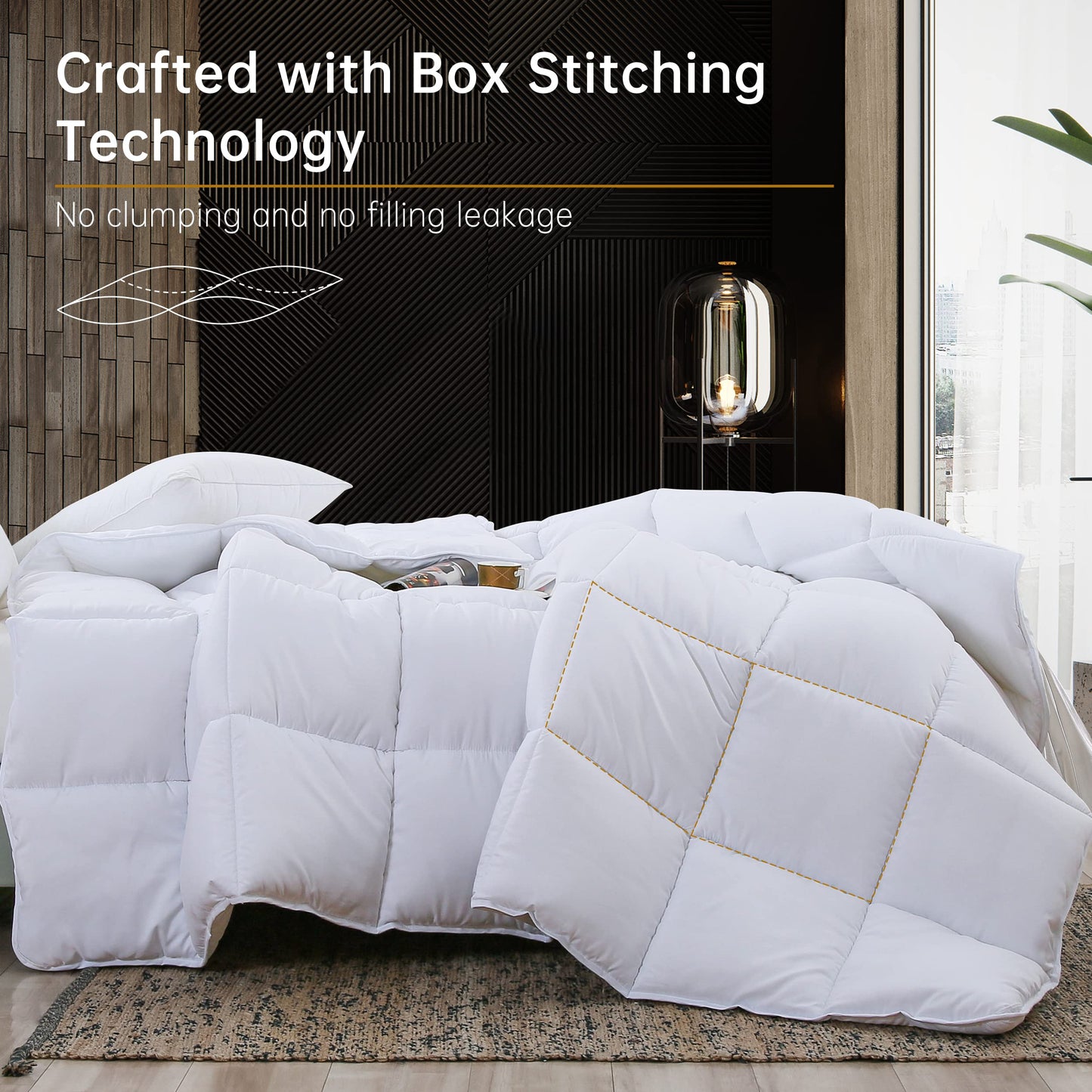 ABOUTABED California King Comforter Duvet Insert White, All Season Down Alternative Comforter, Ultra Soft Quilted Bedding Comforter with 8 Corner Tabs, Machine Washable
