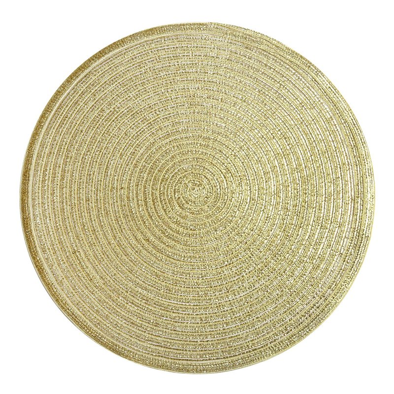SHACOS Gold Glitter Round Placemats Set of 6 Bling Circle Place Mats Washable Table Mats for Christmas Holiday Party Wedding Shower Table Decor (6, Gold)