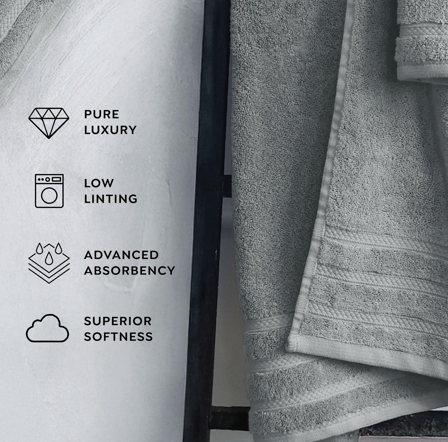 1888 Mills 625 GSM 100% Cotton Towel Set – 6-Piece Luxury Collection, Ultra Soft & Highly Absorbent – 2 Bath Towels, 2 Hand Towels, 2 Washcloths – Quick-Dry & Durable for Spa, Hotel, and Everyday Use