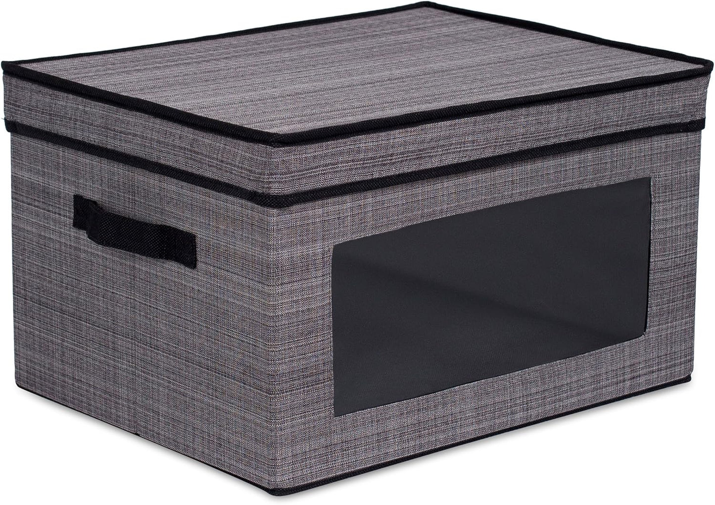 Durable Grey Storage Box with Window - Versatile Organizer Bin for Clothes & Toys