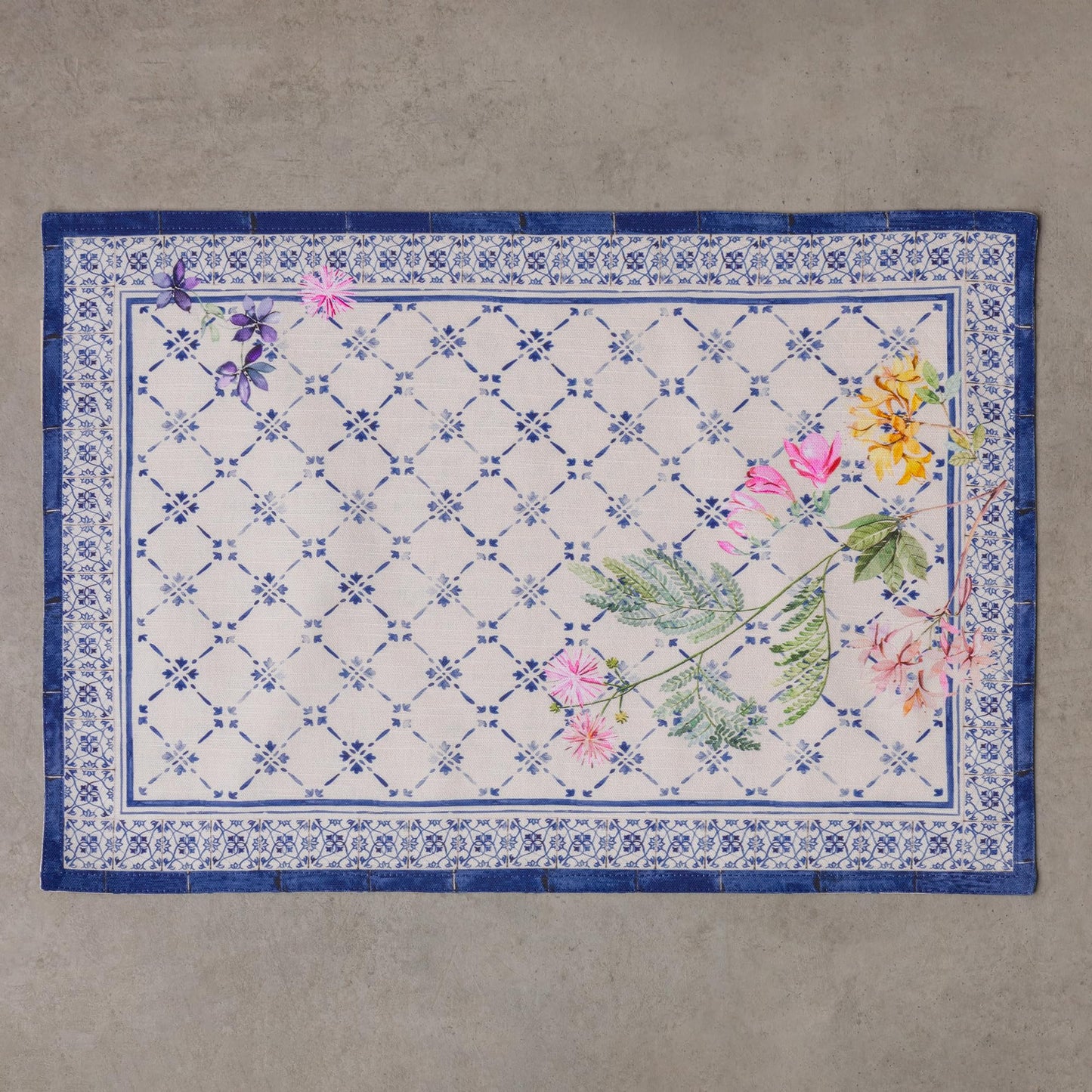 Maison d' Hermine Placemats Set of 4 100% Cotton Washable Cloth Place Mats Reusable Table Mats for Kitchen Dining Party Wedding Gifts for Mothers Day Spring/Summer (Faience, 13" x 19")