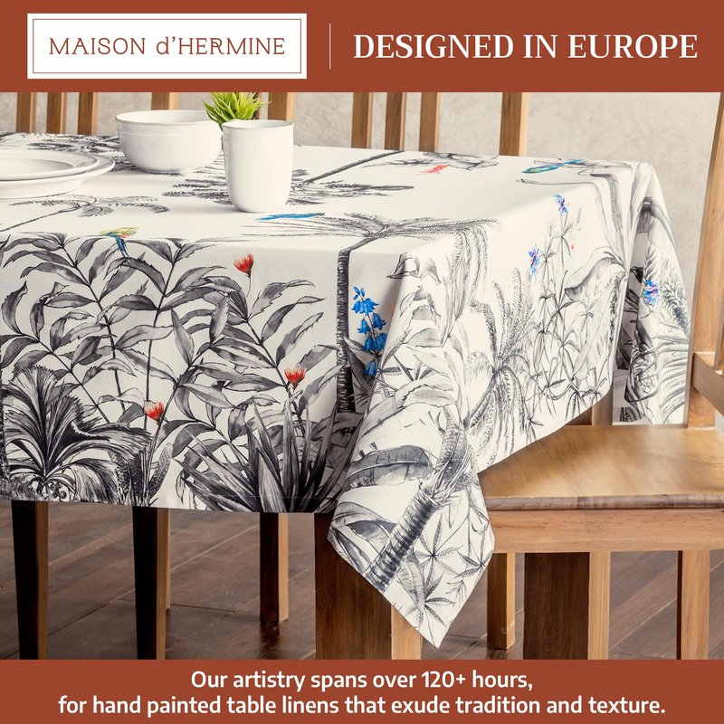 Maison d' Hermine Table Cloth Rectangle Table 100% Cotton 60 x 120 Inches Fall Tablecloth Reusable Everyday Use for Thanksgiving Christmas Decorations Dining Farmhouse Party (Amazonia)