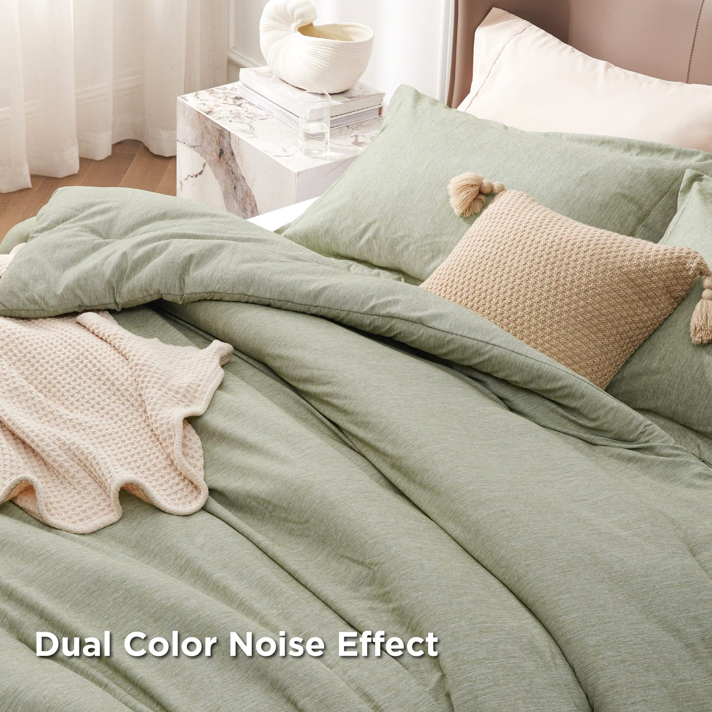 Bedsure Full Comforter Set - Olive Green Comforter Full Size, Soft Bedding for All Seasons, Cationic Dyed Bedding Set, 3 Pieces, 1 Comforter (82"x86") and 2 Pillow Shams (20"x26"+2")
