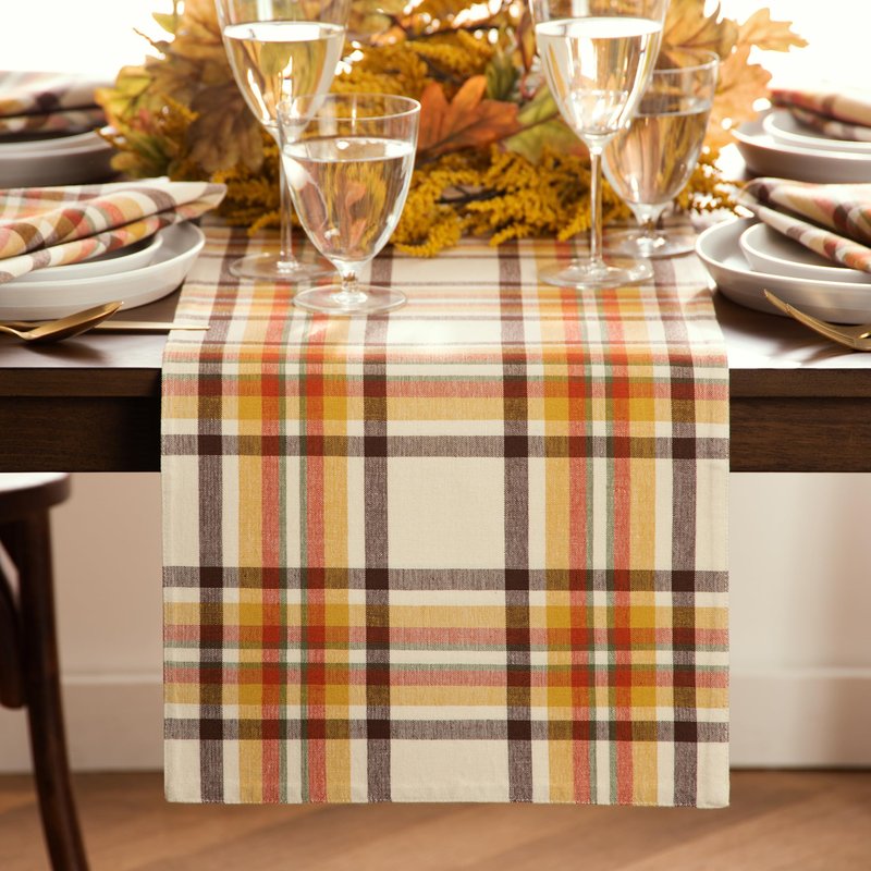 Elrene Home Fashions Russet Harvest Woven Plaid Table Runner, 13"x70"