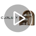 Curlaky Walnut Arched Bathroom Wall Cabinet with Rattan Doors