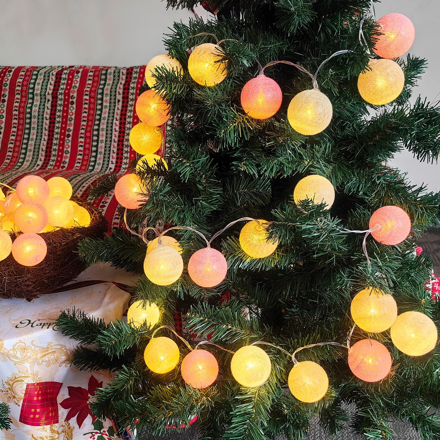 30-Count Battery Operated LED Fairy Lights - 10ft Yellow, Orange & White String Lights for Garden Decor