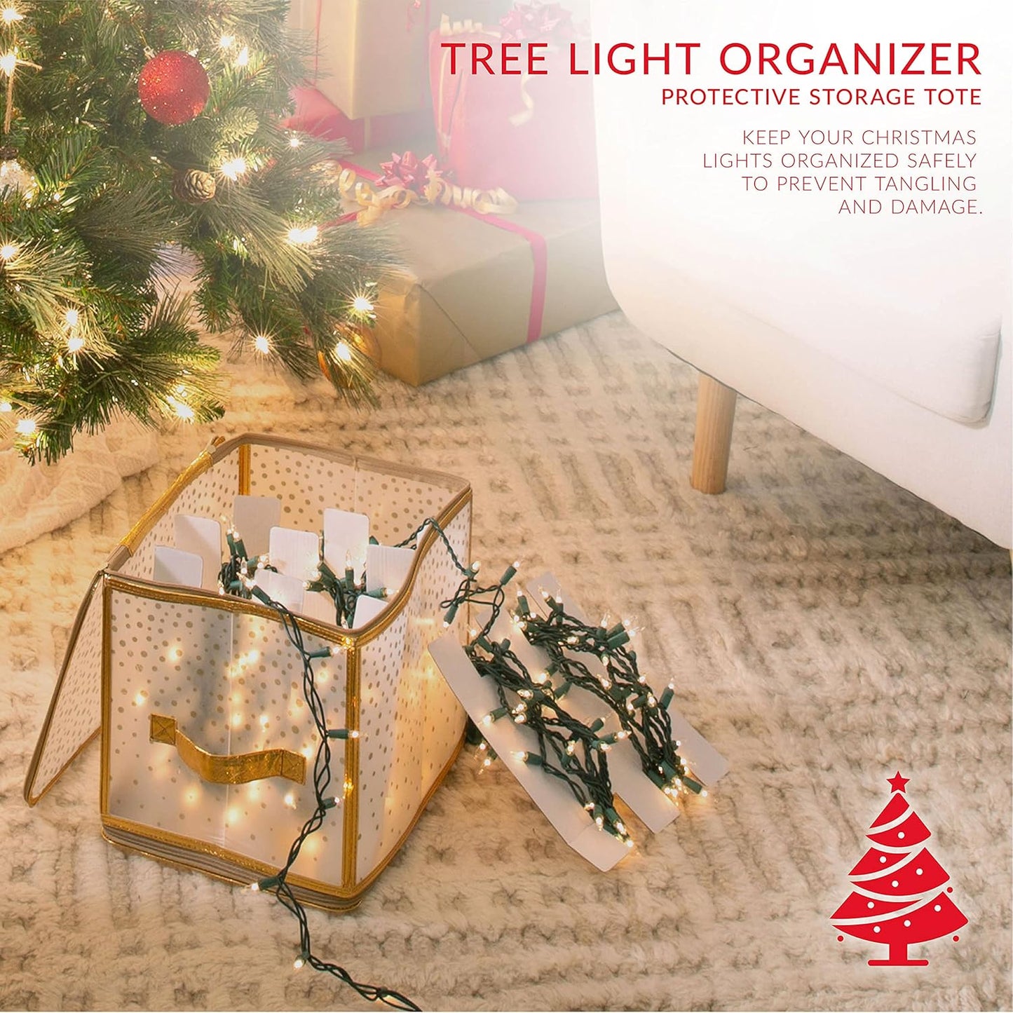 Ornament Storage Organizer for 112 Ornaments | Zipper Closure | Space-Saving Red Design