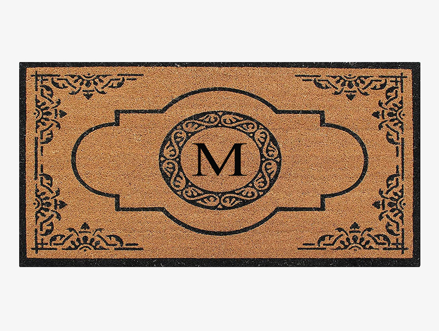 A1HC Natural Coir Monogrammed Door Mat For Front Door, 30x48, Anti-Shed Treated Durable Doormat for door Entrance, Heavy Duty, Thin Profile, Easy to Clean, Long Lasting, Front Door Entry Doormat