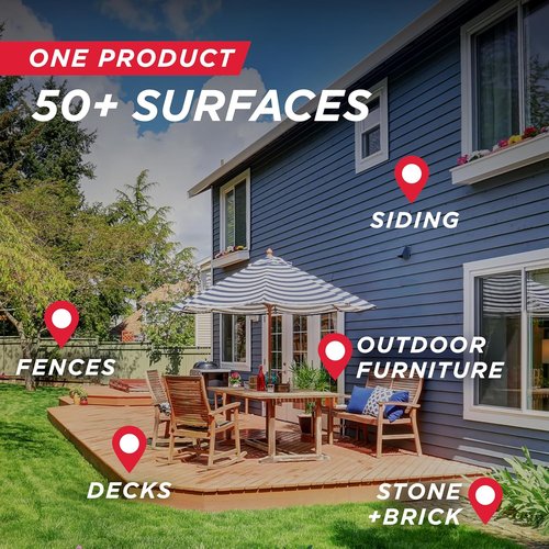 30 Seconds Outdoor Cleaner - Effectively Cleans Moss Stains from House, Deck & Patio | 3 Bottles & Hose End Spray (64 Fl Oz)
