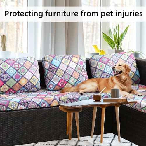 BIETYONE 8Pcs Stretch Patio Cushion Covers - Washable Outdoor Couch & Sofa Slipcovers | Colored Glass