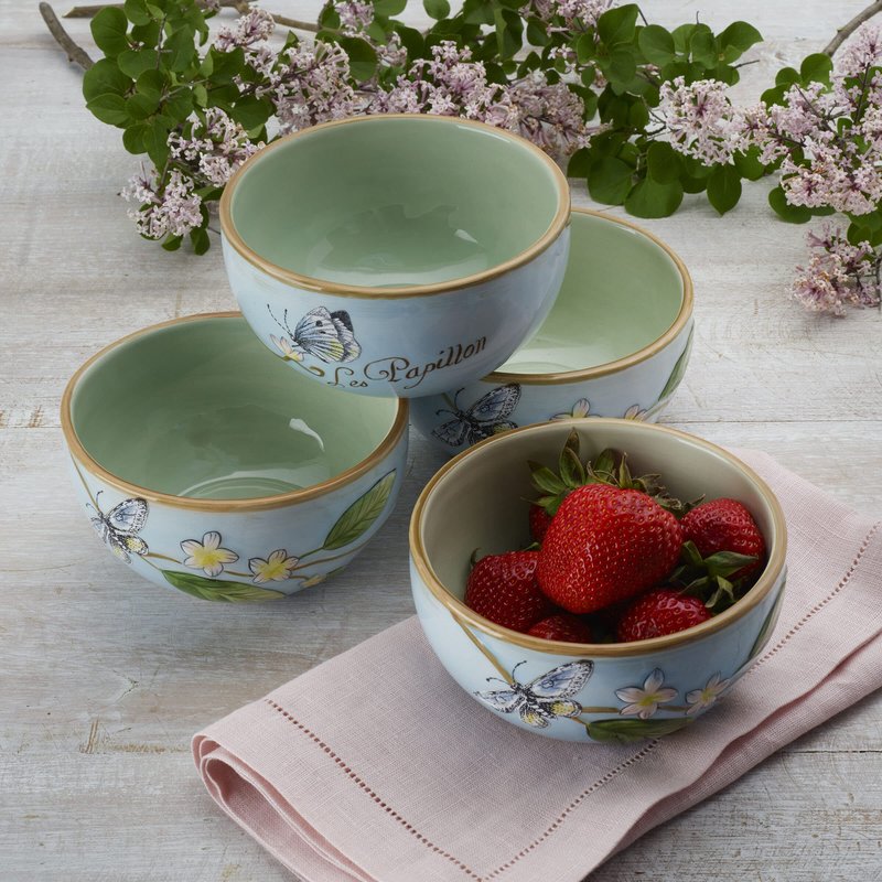 Fitz & Floyd Fitz and Floyd Toulouse Small Fruit Bowls, Set of 4, 5-Inch, Blue