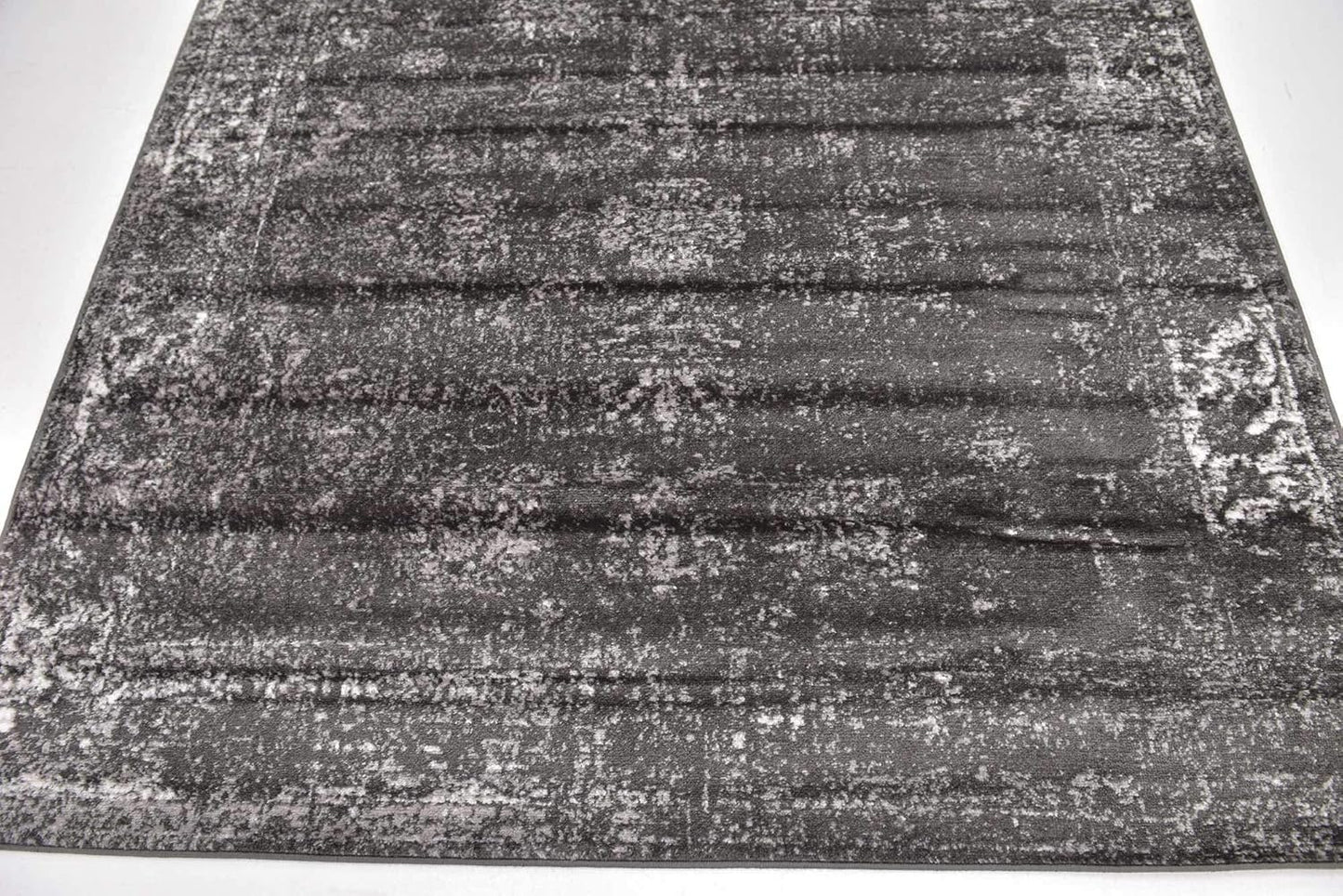 Unique Loom Sofia Collection Area Rug - Casino (6' 1" Square, Dark Gray/ Ivory)