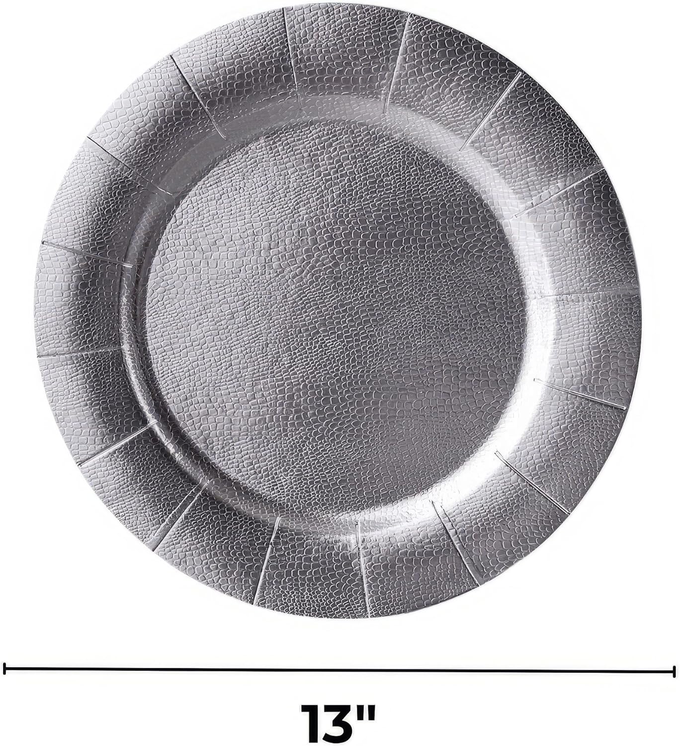 Elegant Silver Disposable Charger Plates Set - 10 Heavy Duty 13” Dinner Plates for Fine Dining & Celebrations