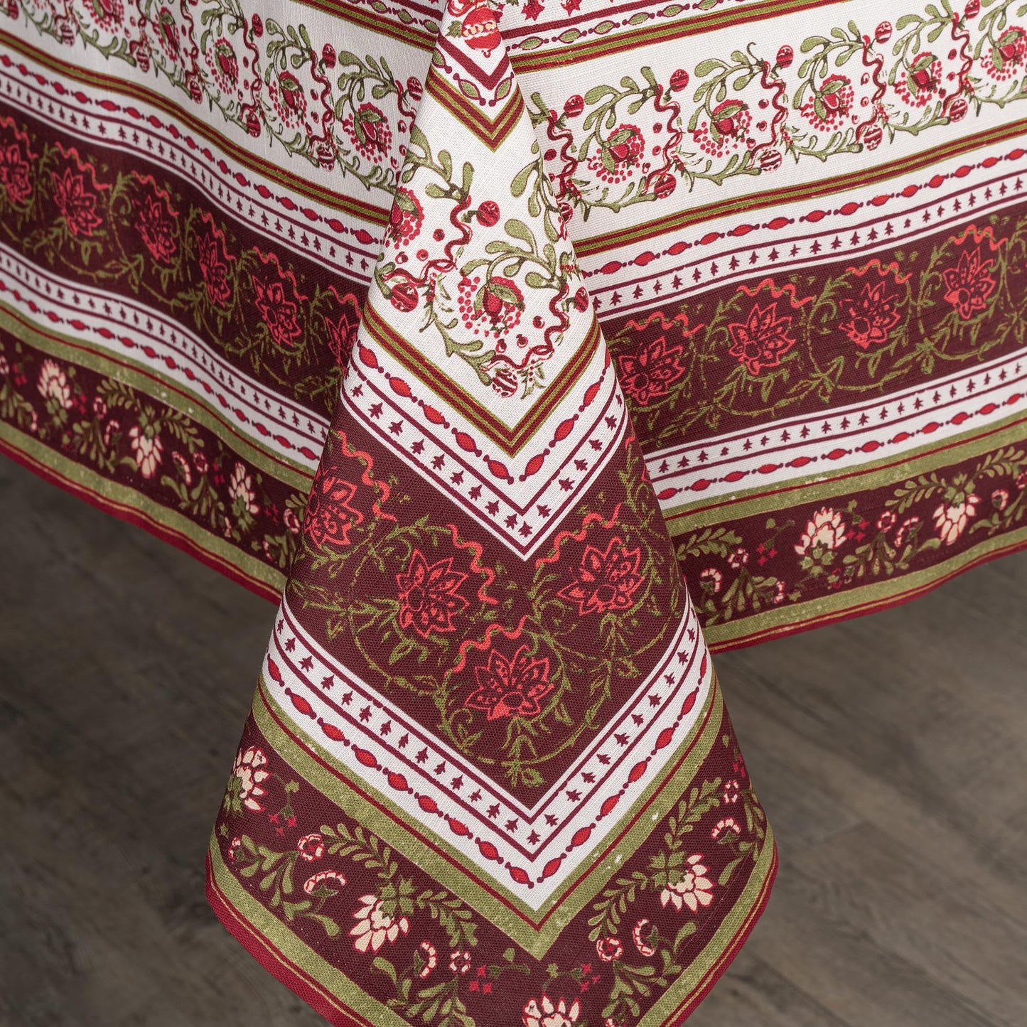 Maison d' Hermine Table Cloth Square Table 100% Cotton 54 x 54 Inches Fall Tablecloth Reusable Everyday Use for Thanksgiving Christmas Decorations Dining Farmhouse Party (Reveillon Au Jardin)