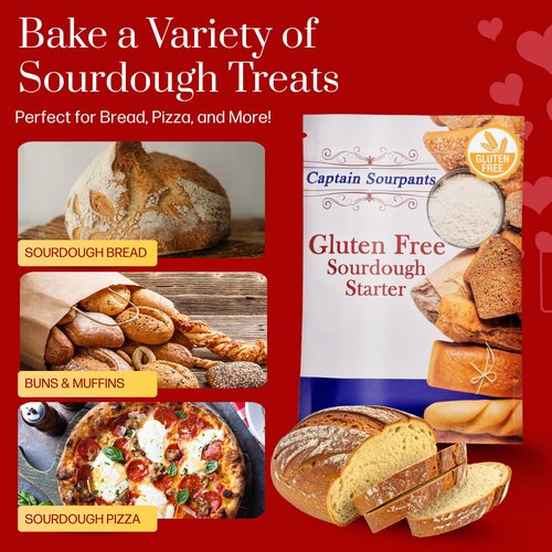 Gluten Free Sourdough Starter - 100+ Year Old Dehydrated Heirloom Style Sourdough Starter Kit for Sourdough Bread, Pizza, Buns, Pancakes, Muffins | Easy to Use | Beginner Friendly