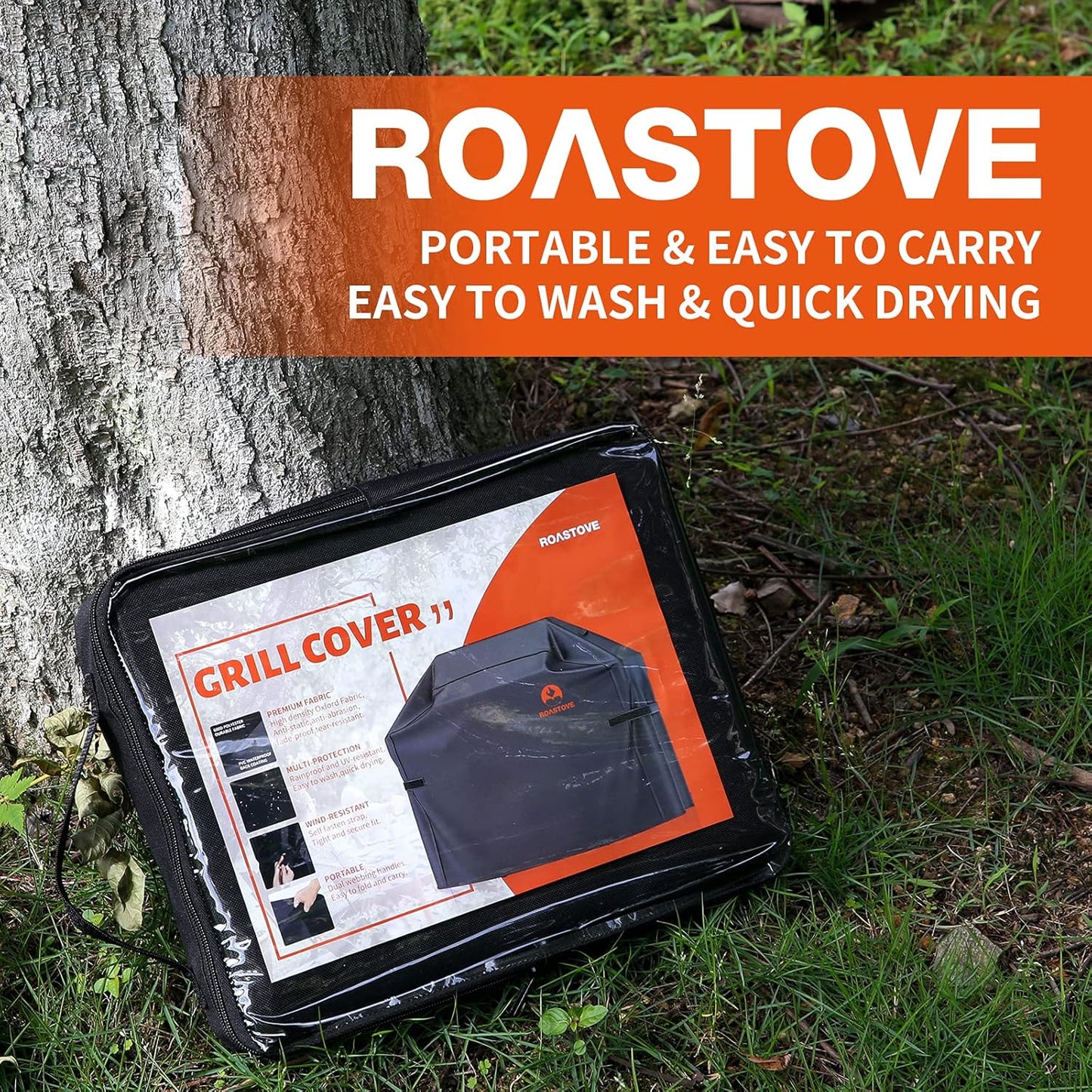 Roastove BBQ Grill Cover - Heavy Duty 600D Oxford Fabric | UV, Dust & Water Resistant | 30" L x 26" W x 43" H, Black