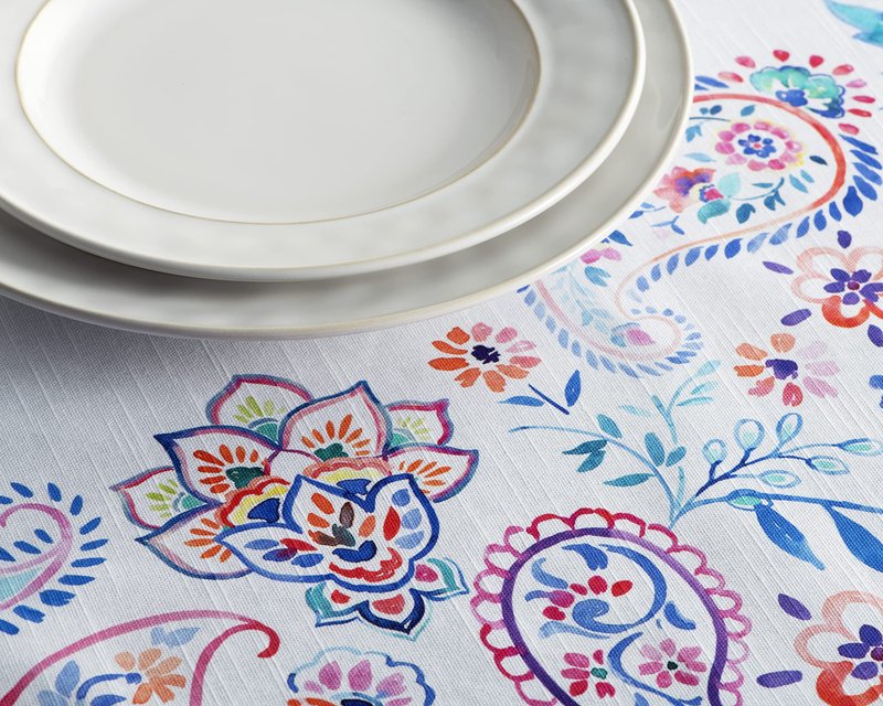 Maison d' Hermine Table Cloth Rectangle Table 100% Cotton 60 x 108 Inches Tablecloth Reusable Decorative for Dining Kitchen Room Farmhouse Home Gifts for Mothers Day Spring Summer - Indian Floral