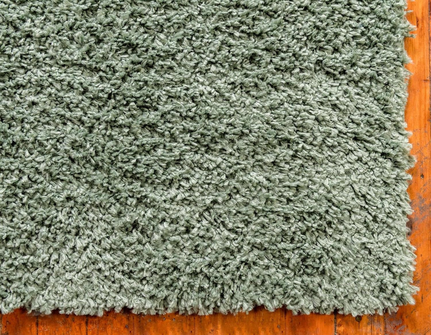 Unique Loom Davos Shag Collection Area Rug - Solid (5' 3" Square, Sage)