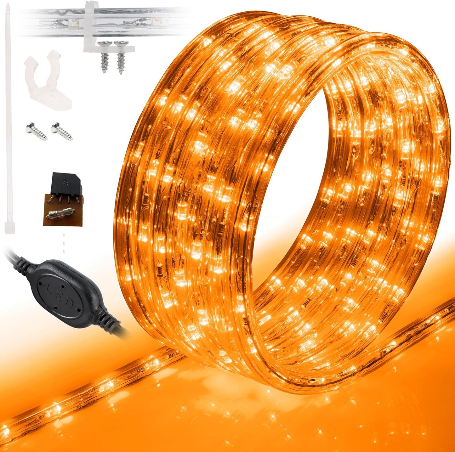 10ft Waterproof LED Rope Lights - 108 LEDs, Connectable Outdoor Christmas Decor