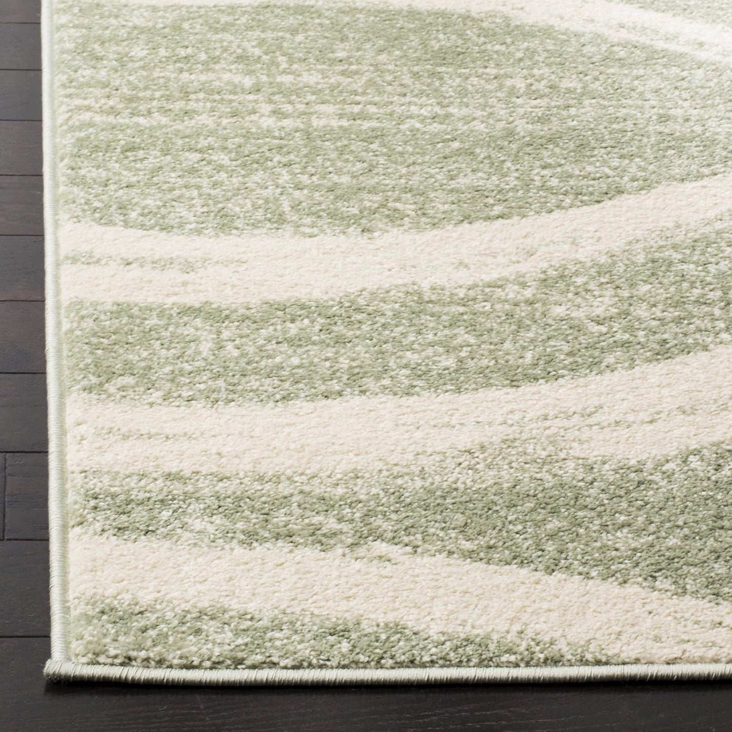 SAFAVIEH Adirondack Collection Area Rug - 5'1" x 7'6", Sage & Cream, Modern Wave Distressed Design, Non-Shedding & Easy Care, Ideal for High Traffic Areas in Living Room, Bedroom (ADR125X)