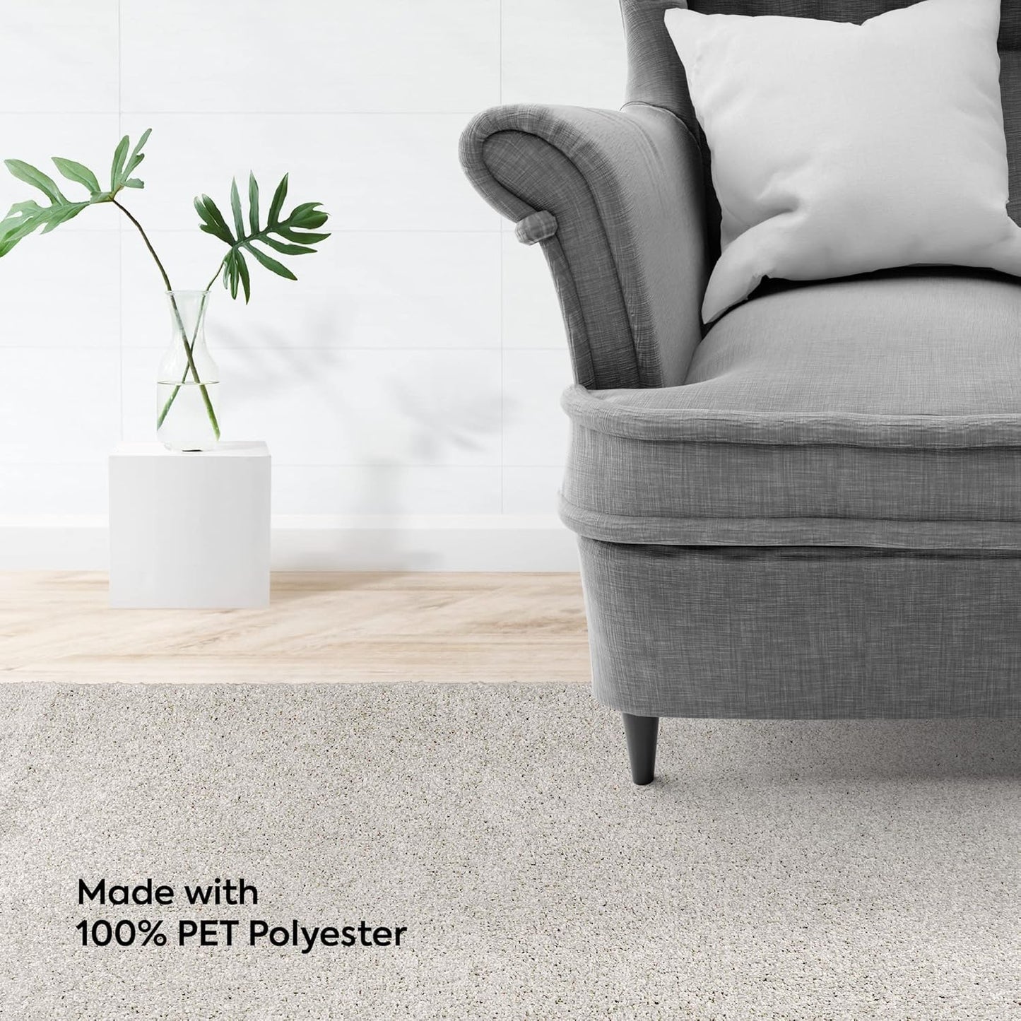 Furnish my Place Modern Plush Solid Color Rug - Off White, 3' x 4', Pet and Kids Friendly Rug. Made in USA, Rectangle, Area Rugs Great for Kids, Pets, Event, Wedding
