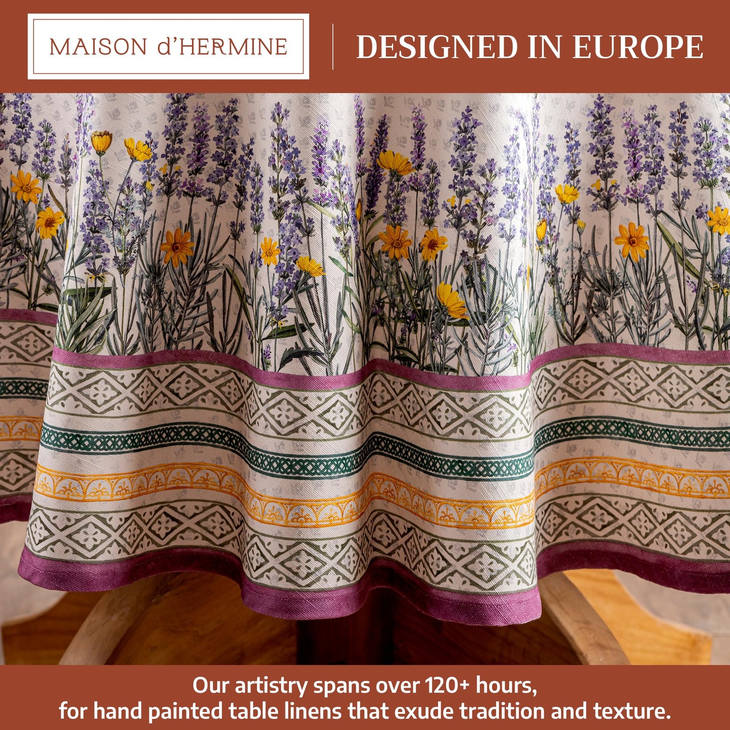 Maison d' Hermine Table Cloth Round Table 100% Cotton 63 Round Inches Tablecloth Reusable Decorative for Dining Kitchen Room Farmhouse Home Gifts for Mothers Day Spring Summer - Fanny Lavender