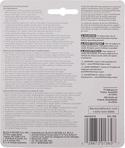 BLACK+DECKER Trimmer Line - 20-Foot, 0.065-Inch Diameter | Durable Pack of 2 for Efficient Trimming