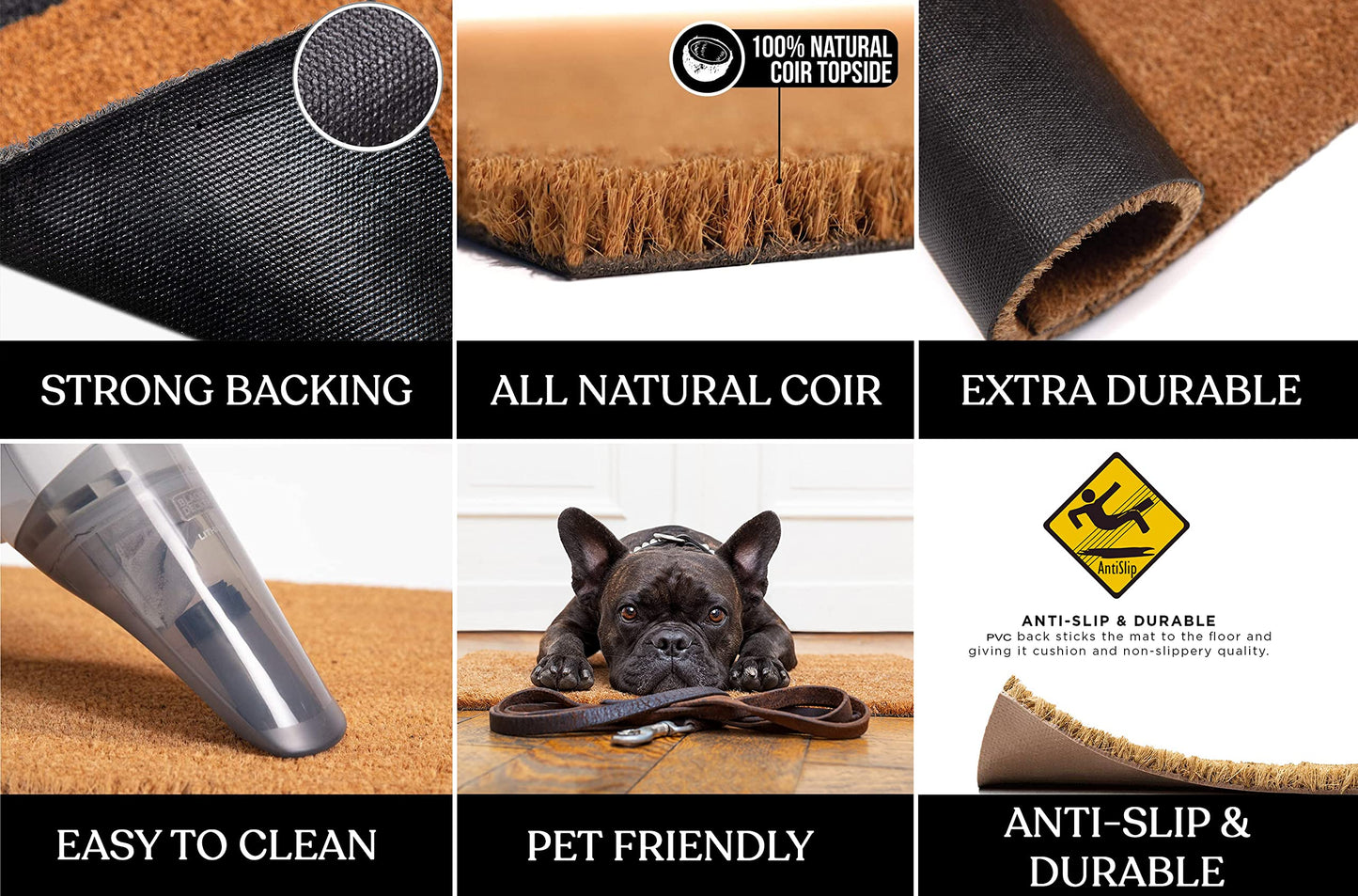 A1HC Natural Coir Monogrammed Door Mat For Front Door, 30x48, Anti-Shed Treated Durable Doormat for door Entrance, Heavy Duty, Thin Profile, Easy to Clean, Long Lasting, Front Door Entry Doormat