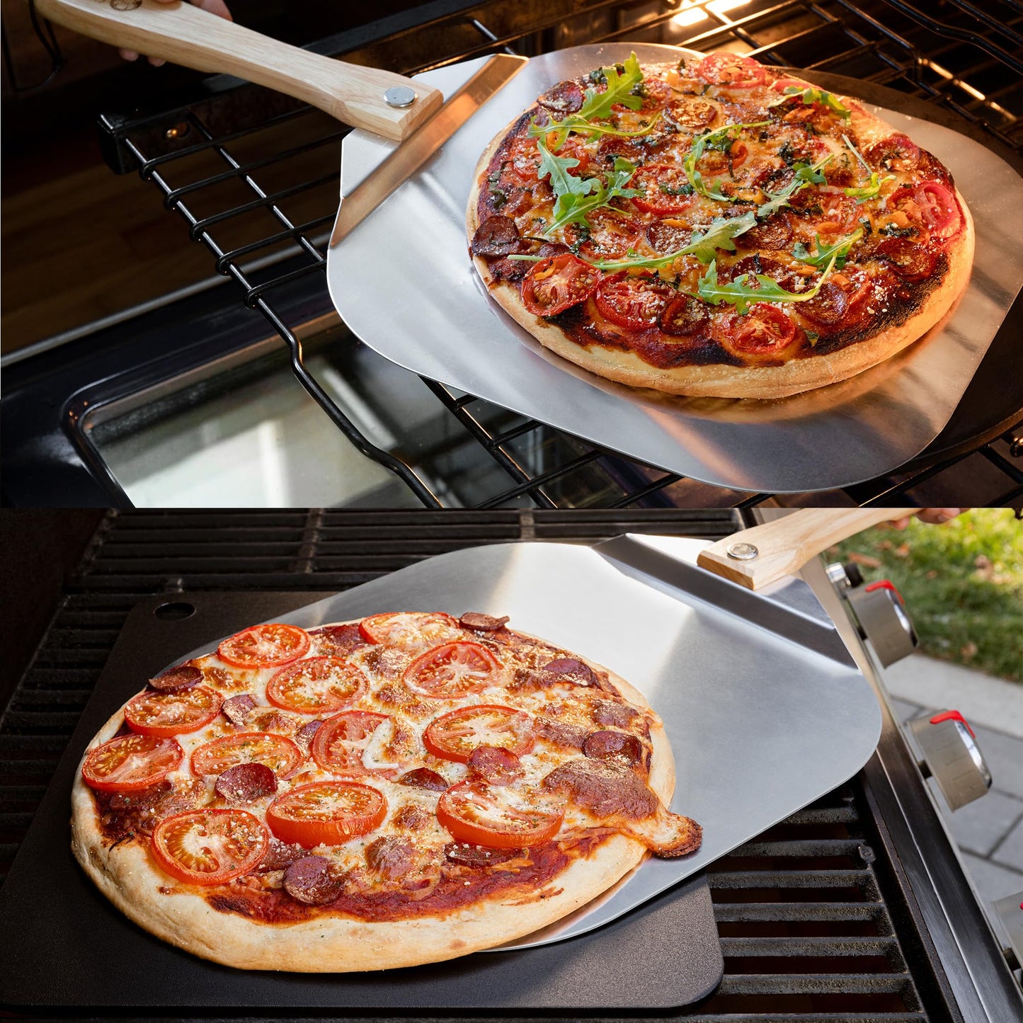 Chef Pomodoro Pizza Peel 16 inch, Pizza Spatula with Foldabe Wood Handle for Easy Storage, Pizza Accessory for Homemade Pizza