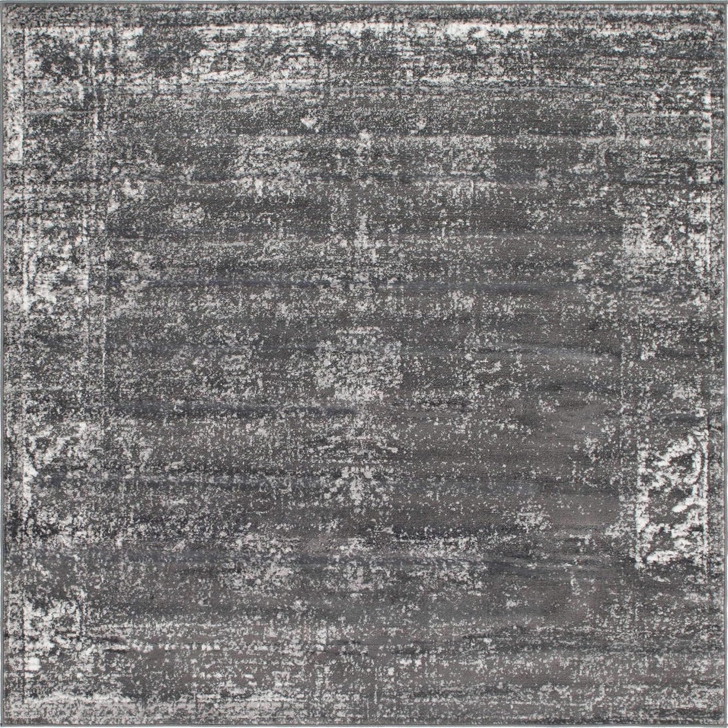 Unique Loom Sofia Collection Area Rug - Casino (6' 1" Square, Dark Gray/ Ivory)