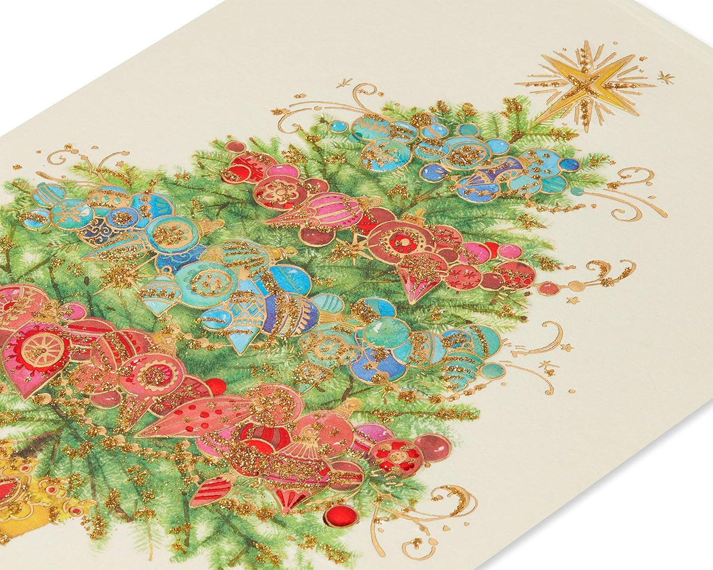 12-Pack Papyrus Christmas Cards with Envelopes - Peace & Happiness Tree Design