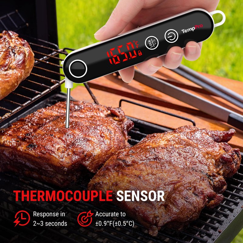 TempPro TP18 Instant Read Meat Thermometer Digital with Thermocouple Sensor, Cooking Food Thermometer for Grill, Smoker, BBQ, Oil Deep Frying, Candy, Kitchen Thermometer (Previously ThermoPro)