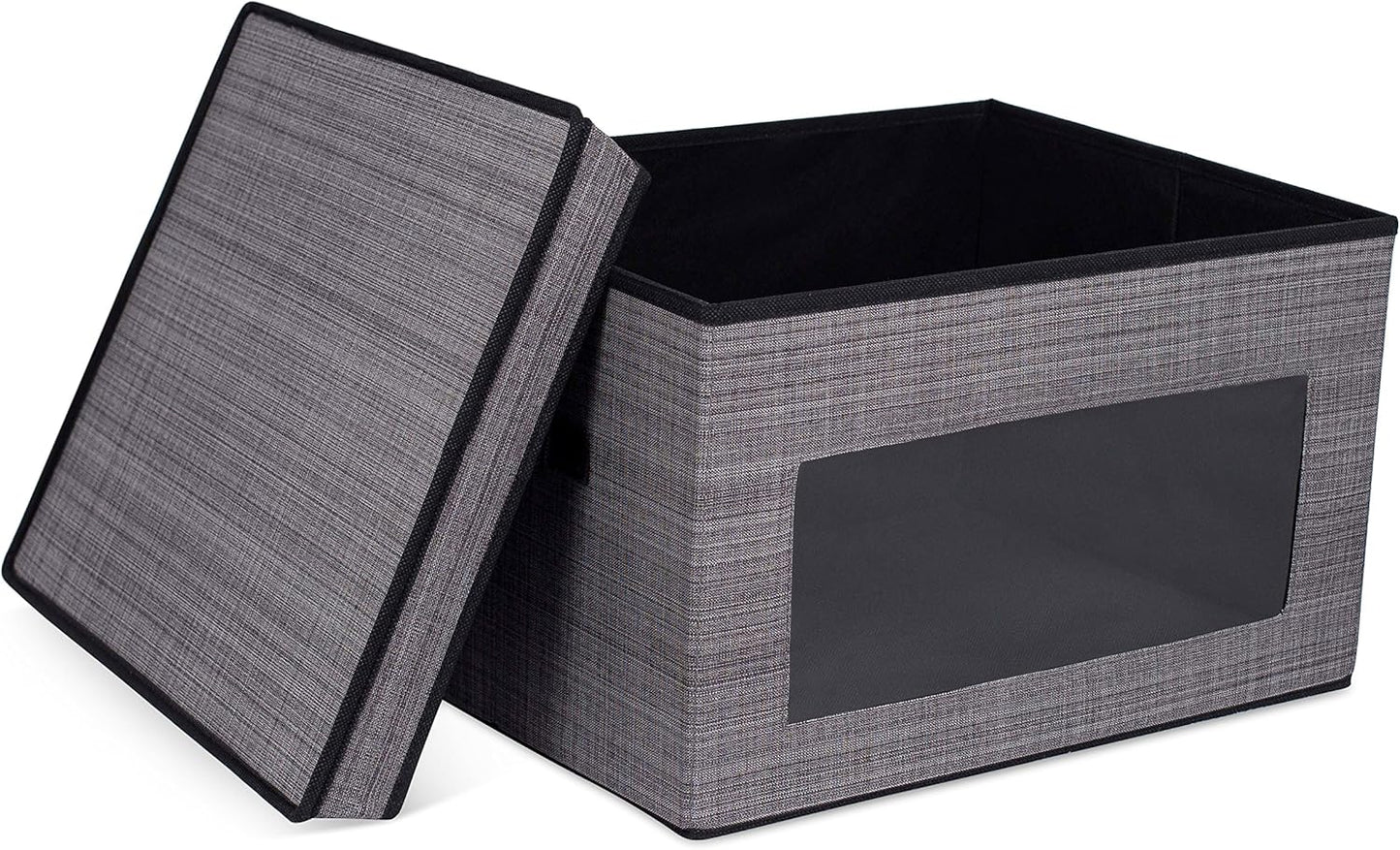 Durable Grey Storage Box with Window - Versatile Organizer Bin for Clothes & Toys