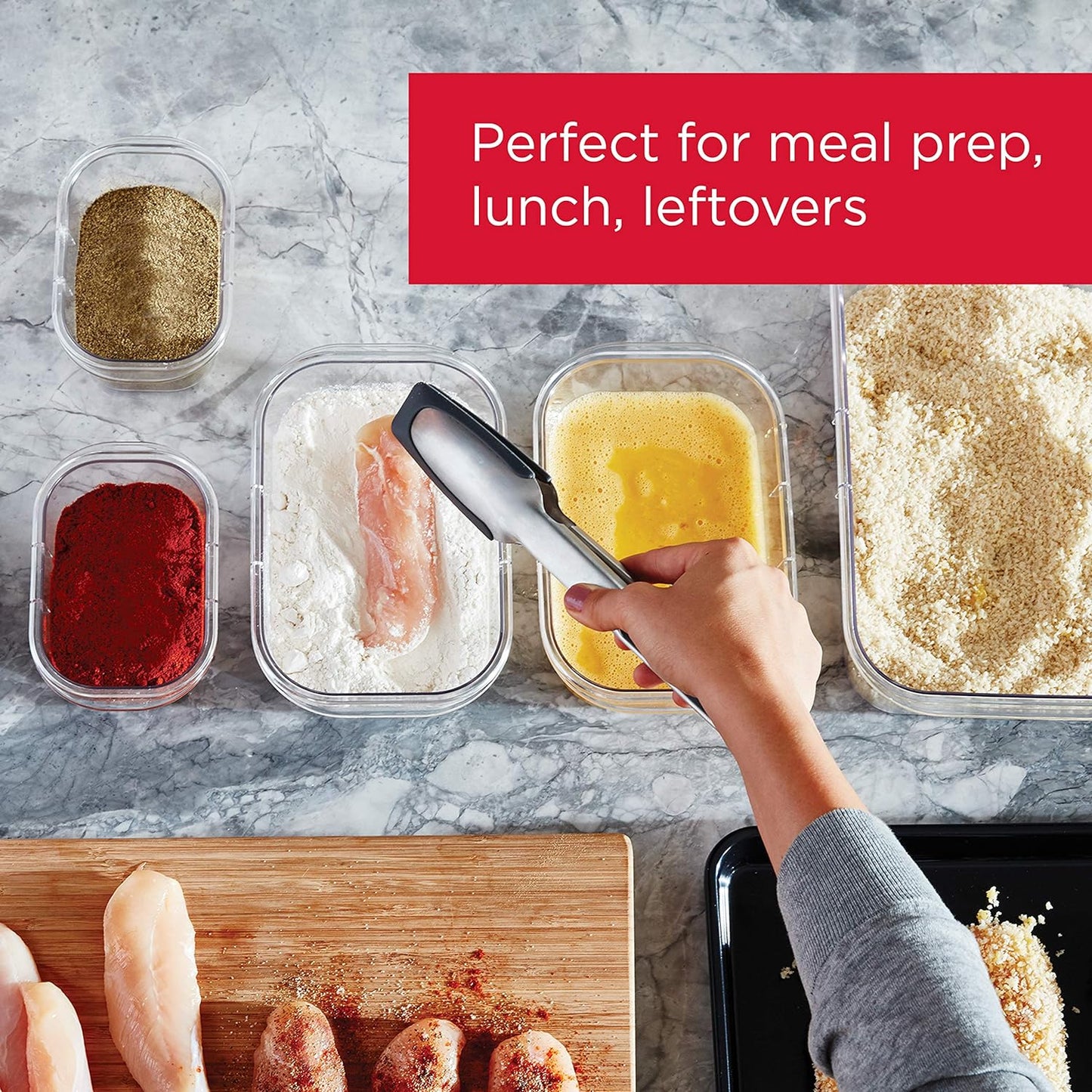 Rubbermaid Brilliance Food Storage Containers Set - BPA Free, 2 Pack (9.6 Cup) & 5 Pack (1.3 Cup)