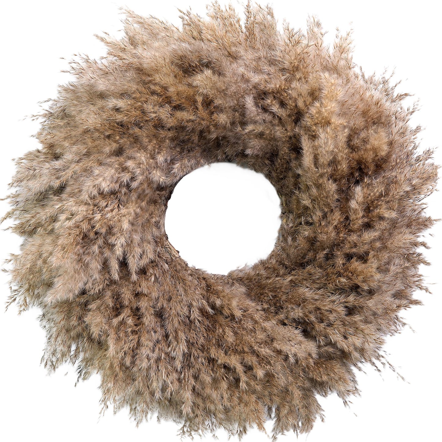 Natural Pampas Grass Wreath, 20'' Real Pampas Wreath for Front Door, Boho Wall Decor, Farmhouse Style, DIY Wreath Arrangement, Feather Wall Decor