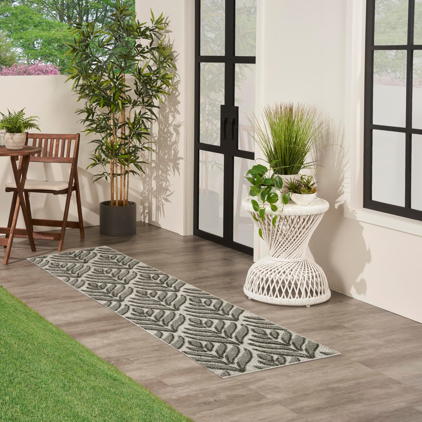 Nourison Aloha Charcoal 2' x 6' Area Rug Easy Clean, Non Shedding, Bed Room, Living Room, Dining Room, Kitchen (6' Runner)