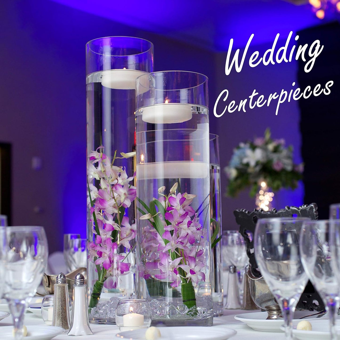 Clear Tall Glass Cylinder Vase 16” | Elegant Flower Centerpiece & Candle Holder