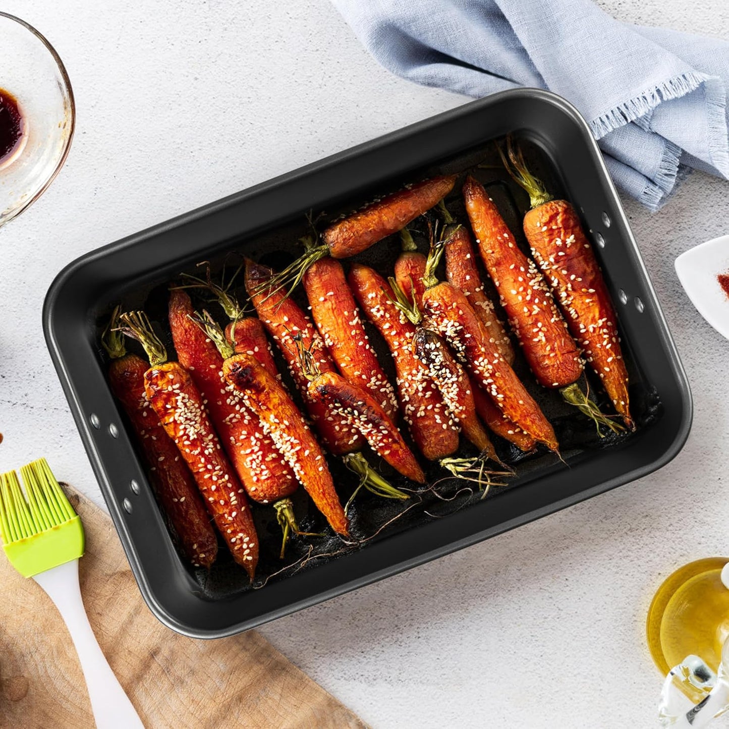 Tiawudi Lasagna Pan - Nonstick Deep Baking Dish with Handles | 15x10x3 Inch Heavy Duty Roasting Pan