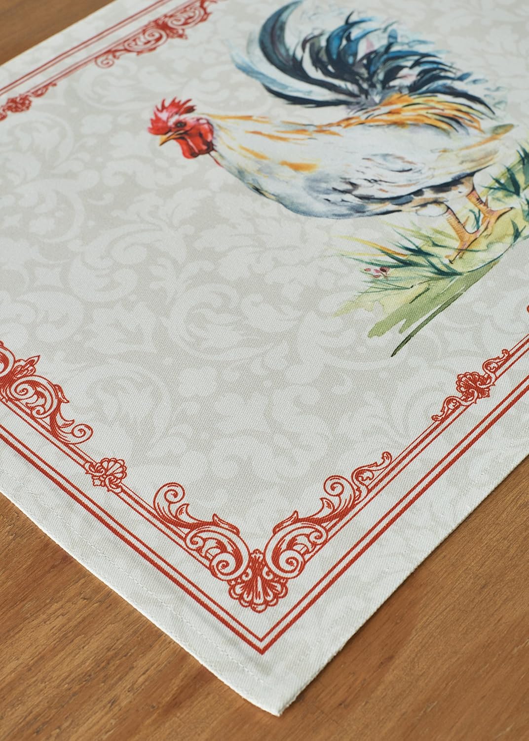 100% Cotton Placemats Set of 2 - Washable Reusable Table Mats for Kitchen & Dining, Campagne Design (13" x 19")