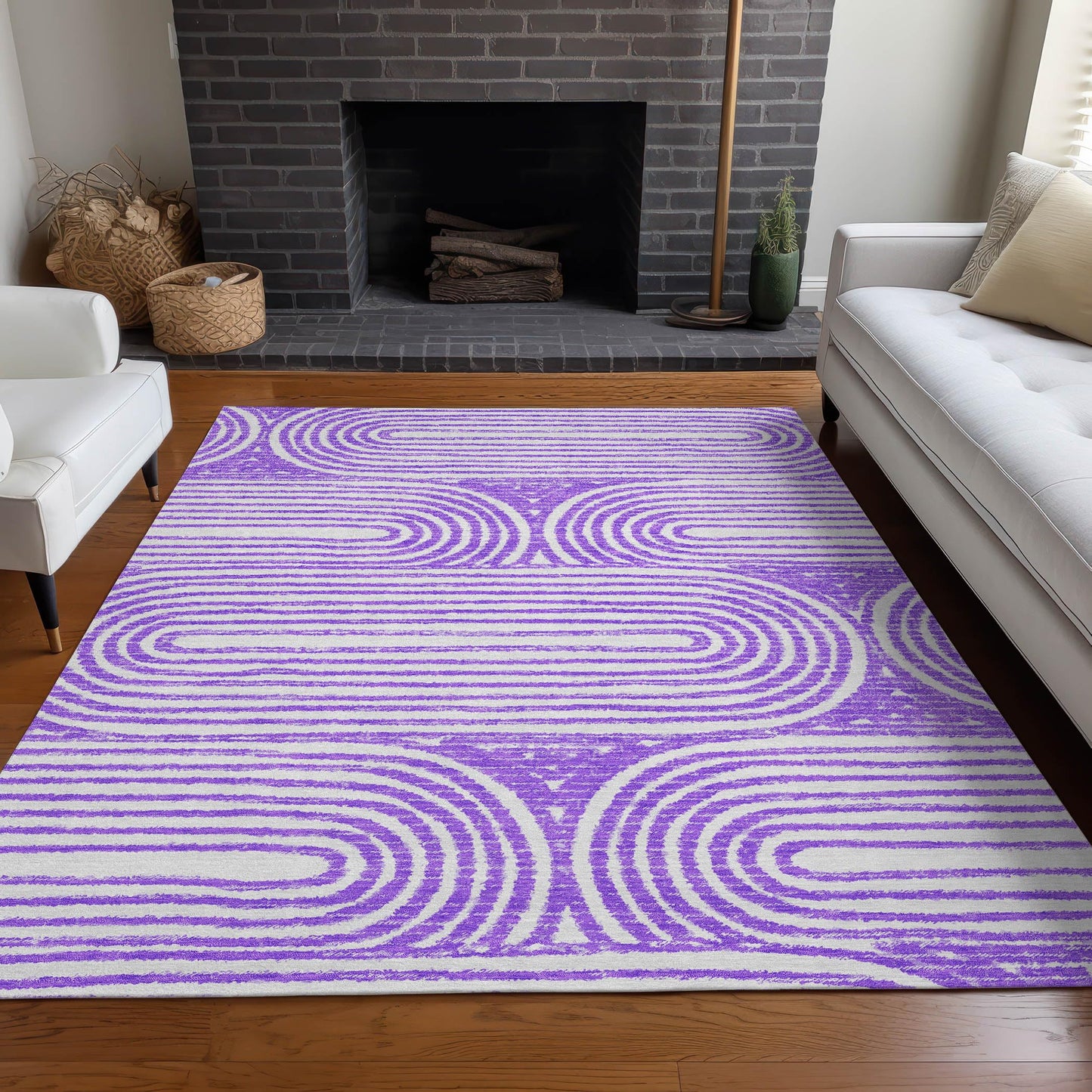 Addison Rugs Chantille ACN140 Purple 2'6" x 3'10 Indoor Outdoor Area Rug, Stain Resistant, Machine Washable, Non Shedding, Bedroom, Living Room, Dining Room, Kitchen Rug