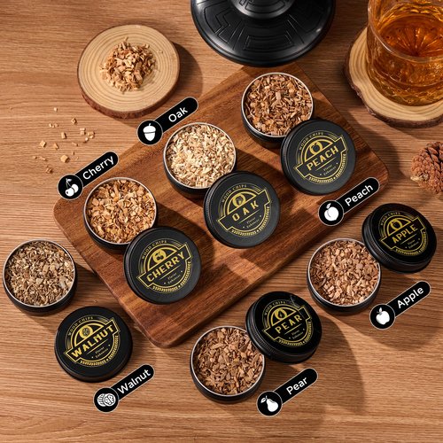ComboJoy Electric Whiskey Smoker Kit with LED – 6 Flavors Wood Chips, Whiskey Glass & Ice Cube Mold – Rechargeable Cocktail Smoker, Old Fashioned Bourbon Gifts for Men, Dad, Husband -Black
