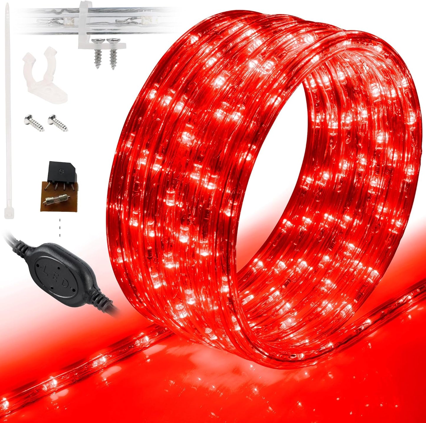 10ft Waterproof LED Rope Lights - 108 LEDs, Connectable Outdoor Christmas Decor