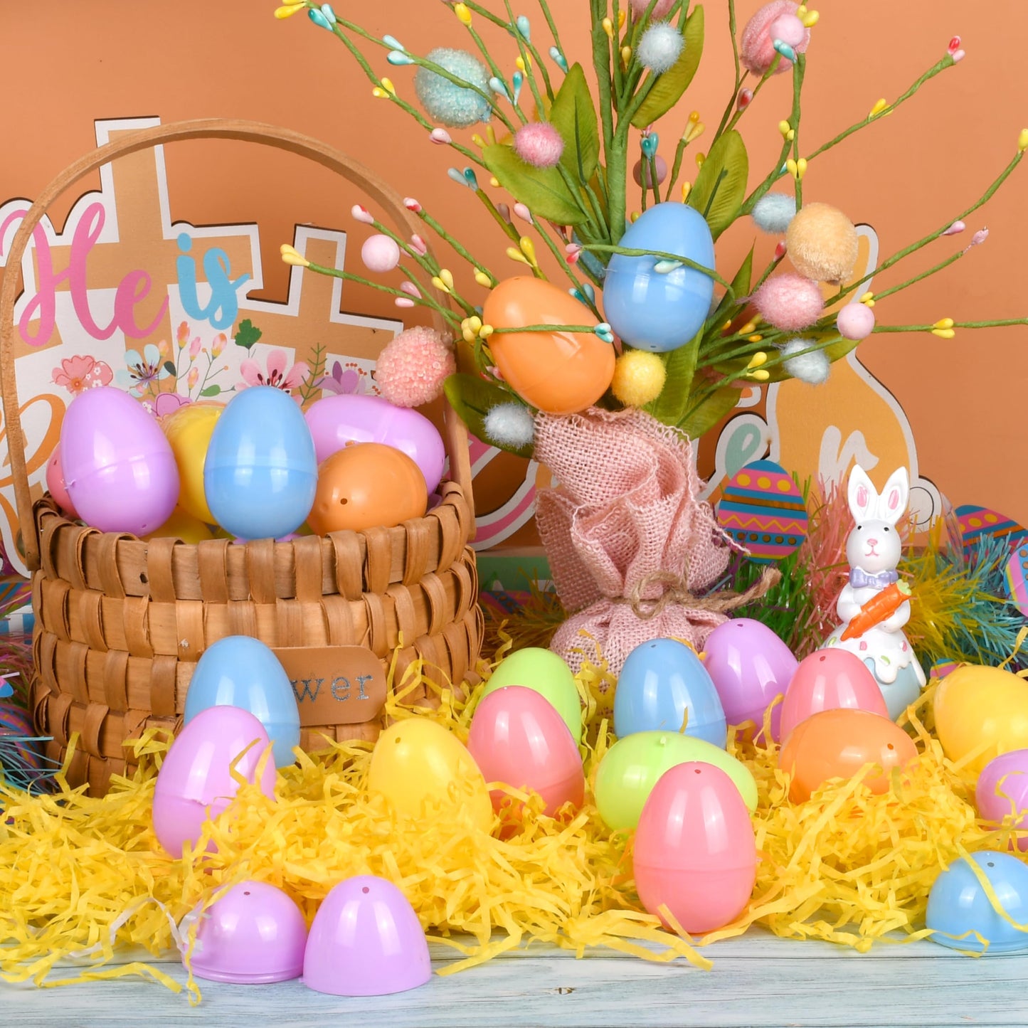 Lavwix 30Pcs Pastel Easter Eggs, 2.4" Fillable Plastic Easter Eggs Empty Colorful Eggshell Bulks for Easter Hunt, Easter Basket Stuffers Filler, Filling Treats, Party Favor, Classroom Prize Supplies