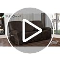 ANARACHON Brown 3-Seater Leather Look Recliner Couch Cover, 8-Piece Stretch Slipcover